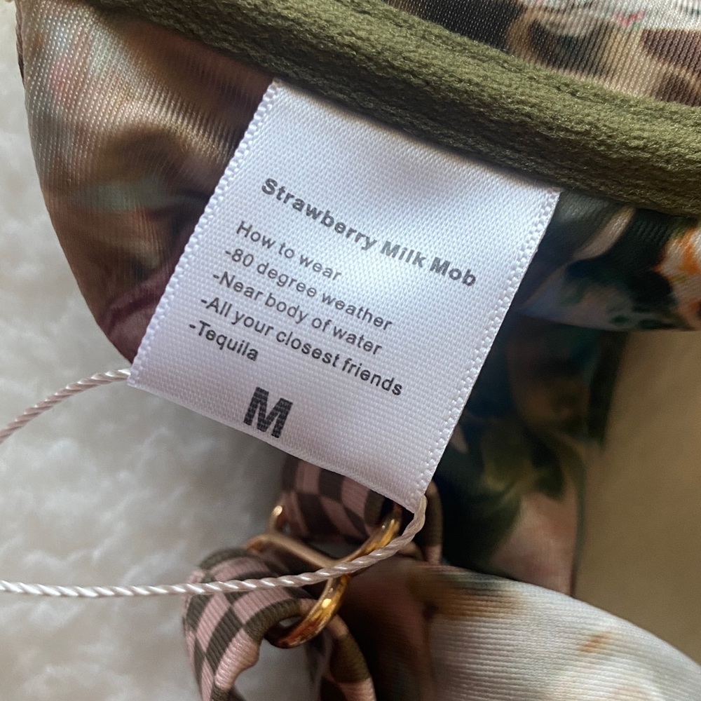 NWT Strawberry Milk Mob Artistic Nature Print Bra bikini top - Picture 6 of 10